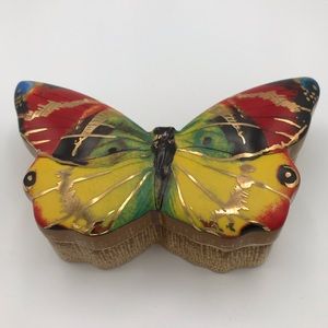 ANTHROPOLOGIE Trinket Box Porcelain Butterfly